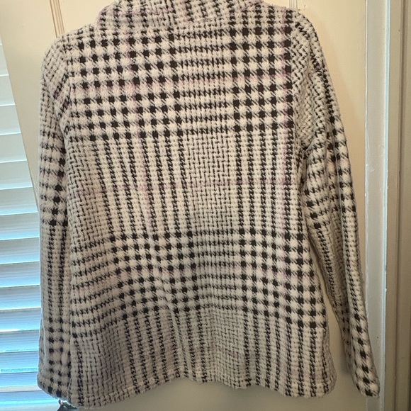 LOFT Checkered Cowl Neck Sweater - Black, White, and Pink - Picture 6 of 6